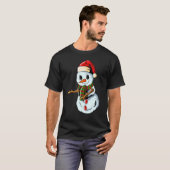 T-shirt Snowman with Christmashat Floss Dance on Christmas (Devant entier)
