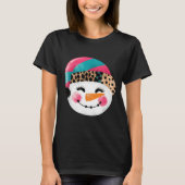 T-shirt Snowman With Santa Hat And Leopard Pattern  (Devant)