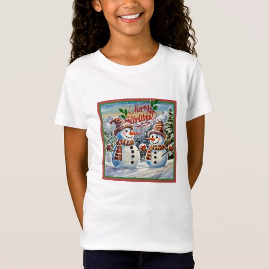 T-Shirt Snowmen, Joyeux Noël, (Devant)