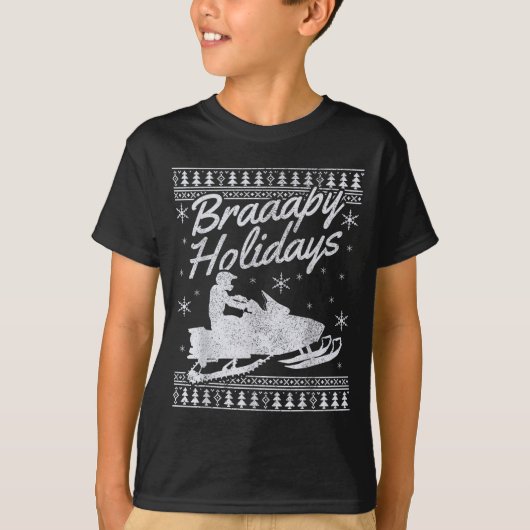 T-shirt Snowmobile Braapy Holidays Funny Braap Ugly Christ (Devant)