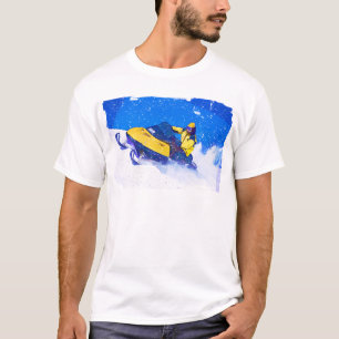T-shirt Snowmobile jaune dans la tempête de neige