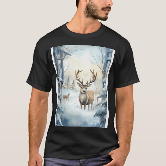 T-shirt Snowscape Joyeux Reindeer (Devant)