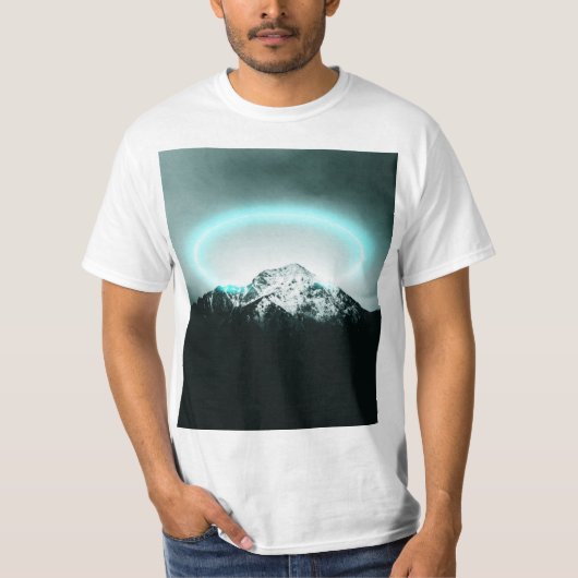 T-shirt Snowy mountain mysterious blue neon light (Devant)