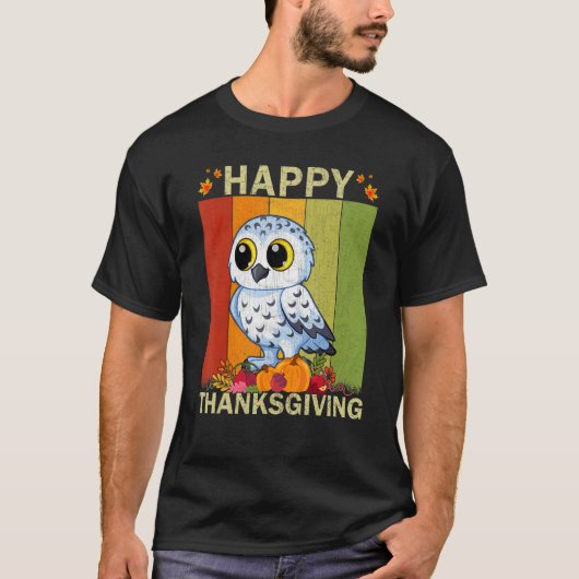 T-shirt Snowy Owl Retro Graphic Family Matching Thanksgiv (Devant)