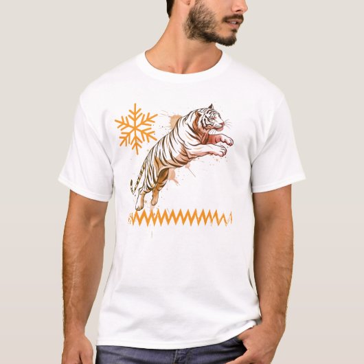 T-shirt snowy tiger (Devant)