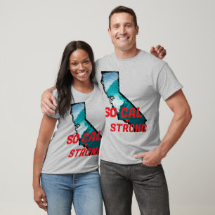 T-shirt SO CAL STRONG Red Blk CA Outline Ocean Solid Heart