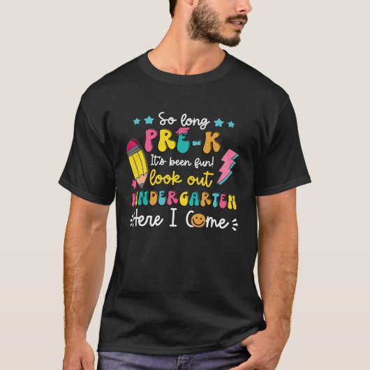 T-shirt So Long Pre K Kindergarten Here I Come Groovy Grad (Devant)