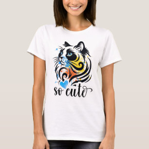 T-shirt So mignon Chat Splash - Artiste Colorful Kitty Fem