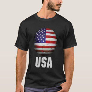 T-shirt Soccer Ball American Drapeau Usa Sports Boys Girls