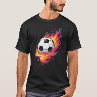 T-shirt Soccer Ball On Fire Goal Scorching Ball Soccer