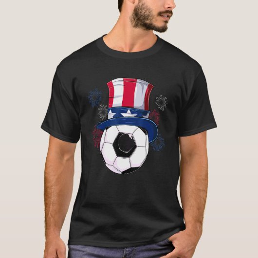 T-shirt Soccer Ball & Oncle Sam Casquette Drapeau Américai (Devant)