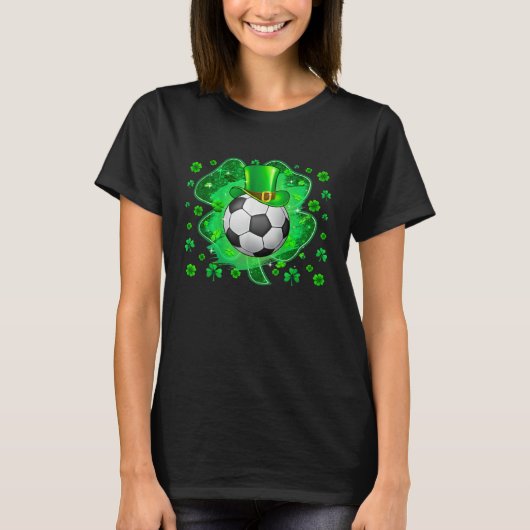 T-shirt Soccer Ball Shamrock Irish St Patrick Day (Devant)