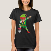 T-shirt Soccer Boy Dabbing Elf Squad Noël Brésil pied (Devant)