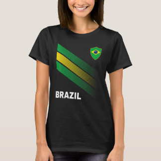 T-shirt Soccer Brésil Drapeau Pour Soccer Hommes Femmes En