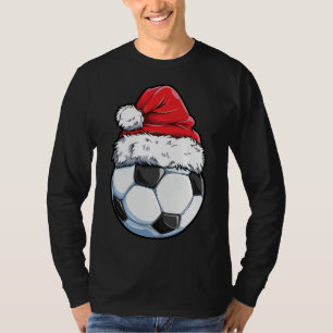 T-shirt Soccer Christmas Ball Santa Hat Funny Sport Noël