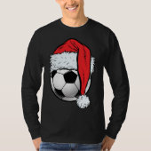 T-shirt Soccer Christmas Ball Santa Hat Funny Sport Noël (Devant)