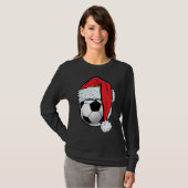 T-shirt Soccer Christmas Ball Santa Hat Funny Sport Noël (Devant entier)