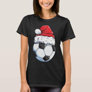 T-shirt Soccer Christmas Ball Santa Hat Funny Sport Noël (