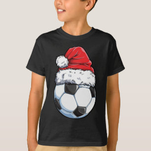 T-shirt Soccer Christmas Ball Santa Hat Funny Sport Noël (