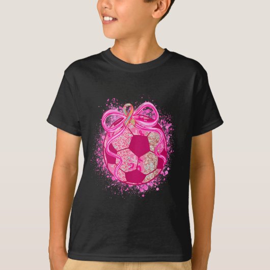 T-shirt Soccer Coquette Bow Breast Cancer Awareness Nk Rib (Devant)