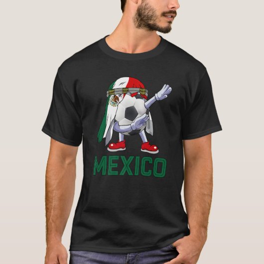 T-shirt Soccer  Cute Soccer Ball Dabbing Mexico Flag Pride (Devant)
