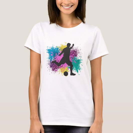 T-shirt Soccer Grungy Couleur Splashes (Devant)