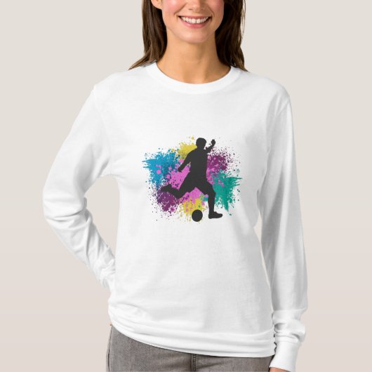 T-shirt Soccer Grungy Couleur Splashes (Devant)