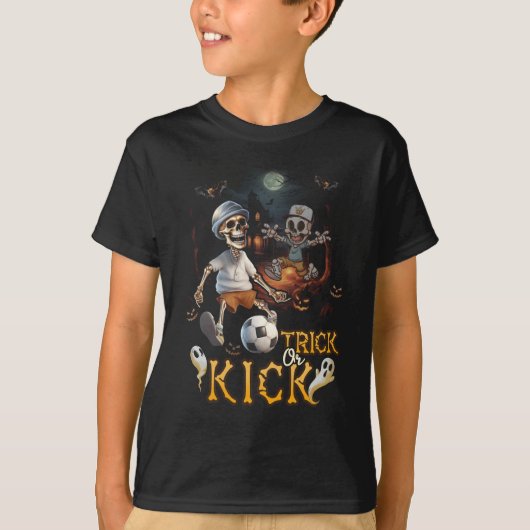 T-shirt Soccer Lecteur Squelette Halloween Trick Ou Kick T (Devant)
