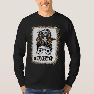 T-shirt Soccer Maman Leopard Messy Bun Hair Maman