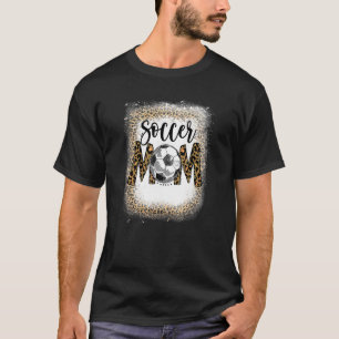 T-shirt Soccer Maman Leopard Motif Bleached Cheer Mom Jeu