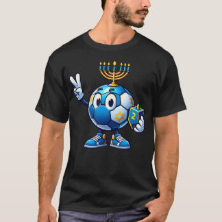 T-shirt Soccer Menorah Dreidel Jewish Hanukkah Womens Mens