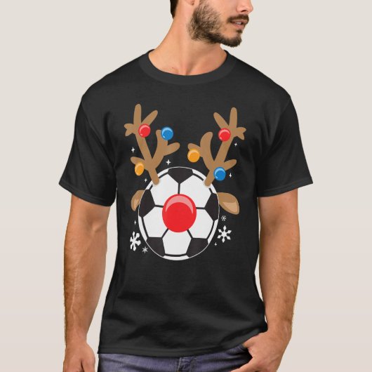 T-shirt Soccer Reindeer Drôle mignon garçon Noël (Devant)