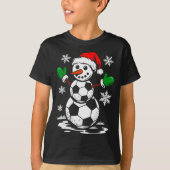 T-shirt Soccer Santa Hat Snowman Xmas Funny Soccer Lover C (Devant)
