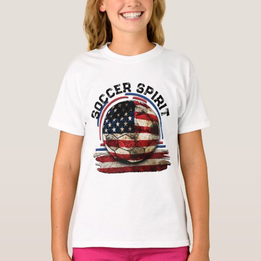 T-shirt Soccer Spirit USA, Distressed American Flag (Devant)