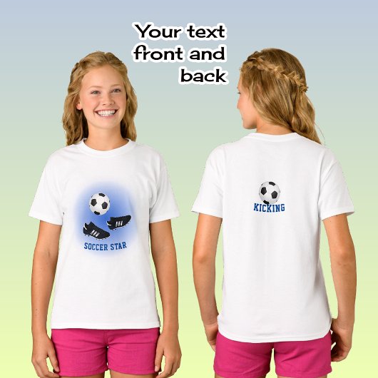 T-shirt Soccer star add name and caption double-sided