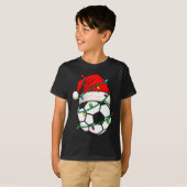 T-shirt Soccer With Santa Hat Funny Christmas Xmas Gift  (Devant entier)