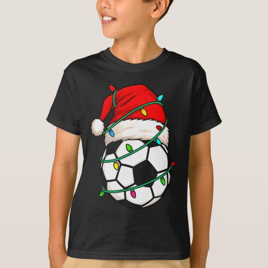 T-shirt Soccer With Santa Hat Funny Christmas Xmas Gift  (Devant)