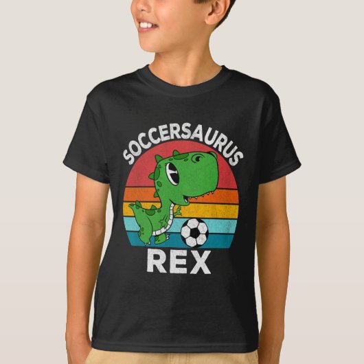 T-shirt Soccersaurus Rex Soccer Dinosaur For Boys Kids  (Devant)