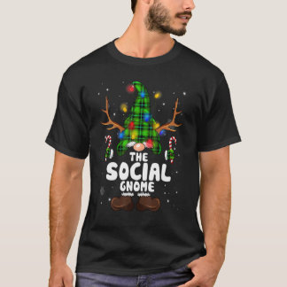 T-shirt Social Gnome Reindeer Christmas Lights Pajama Fami