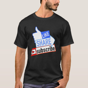 T-shirt Social Media Like Share S'abonner