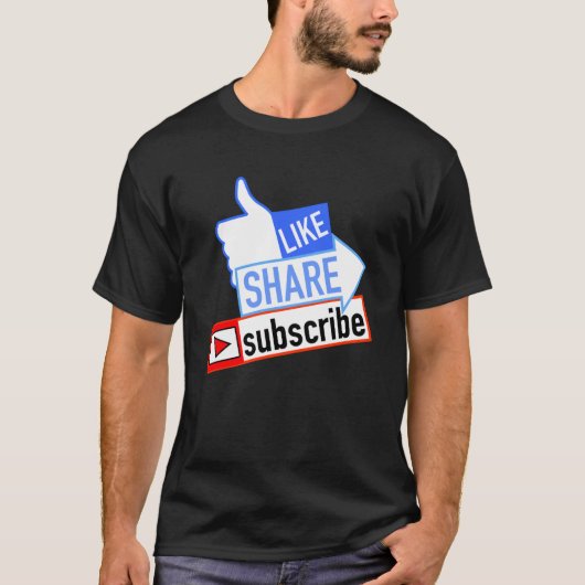 T-shirt Social Media Like Share S'abonner (Devant)