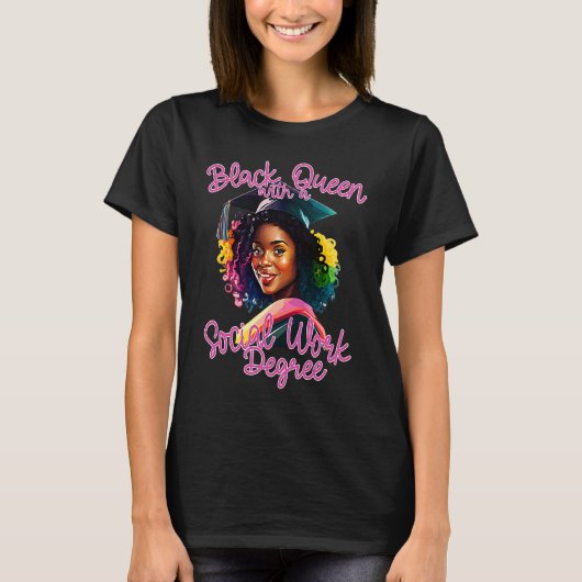 T-shirt Social Work Degree Graduation 2023 Black Queen MSW (Devant)
