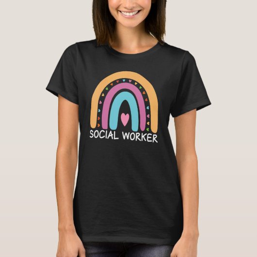 T-shirt Social Worker Boho Rainbow Back To School Apprecia (Devant)
