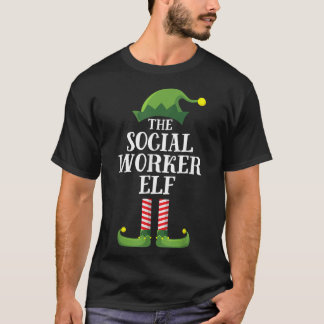 T-shirt Social Worker Elf Matching Famille Groupe Noël