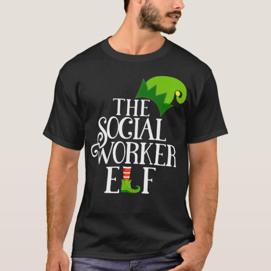 T-shirt Social Worker Elf Matching Famille Groupe Noël (Devant)
