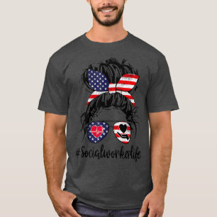 T-shirt Social Worker Life 4 juillet Drapeau US Patriotiqu