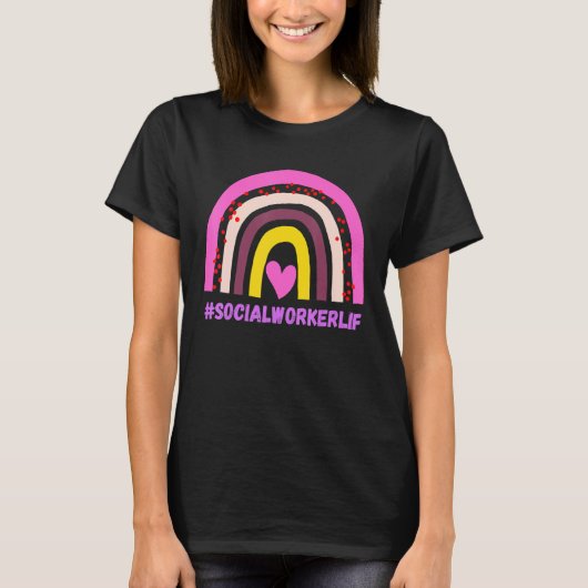 T-shirt Social Worker Life Leopard Rainbow Funny Nur (Devant)