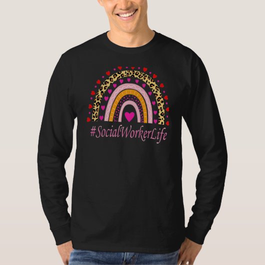 T-shirt Social Worker Nurse Leopard Rainbow Nurse's Week (Devant)
