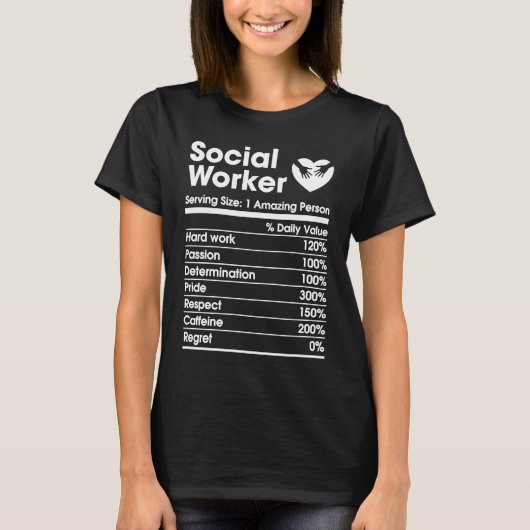 T-shirt social worker nutrition facts social work mental h (Devant)