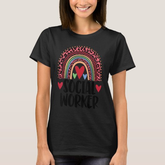 T-shirt Social Worker Rainbow Femmes Leopard Rainbow Love (Devant)